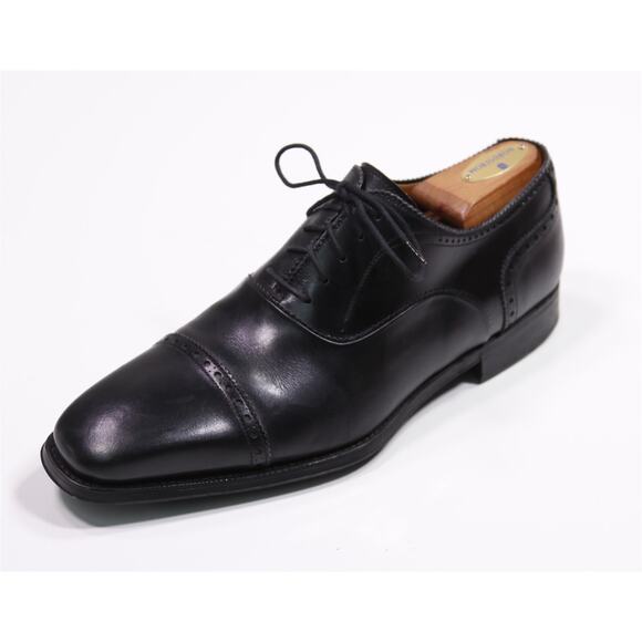 Magnanni Black Captoe Oxford Leather Dress Shoes Men's US 9 - Picture 1 of 12